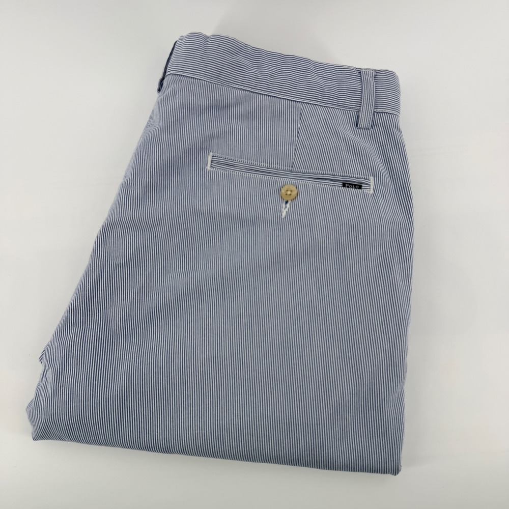 Polo Ralph Lauren Seersucker Slim Fit Chino Pants Striped Blue White 33x31